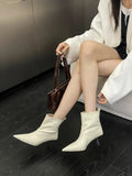 MQTIME  -  Sexy Women Ankle Boot Fashion Pointed Tip High Heeled Boots for Woman Luxury French Style Casual Shoe Designer Shoes Botas Mujer