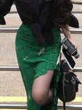  MQTIME  -  Summer Vacation Y2k Irregular Skirt Hem High Waist A-LINE Flower Print Long Shirt