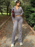 MQTIME  -  Winter Casual 2 Piece-Set Straight Legg Female Zipper Cardigan And High Waist Skinny Tracksuit Women's Pants Outfits 2024