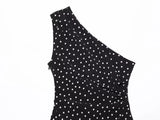  MQTIME  -  Women Polka Dot Short Dress 2026 Spring Summer New Sleeveless Mini Dress Ruched Simple Elegant Woman Casual Party Dresses