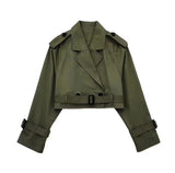  MQTIME  -  Women Casual Trench Outwear With Belt Vintage Solid Notched Neck Long Sleeve Jacket Autumn Fashion Lady Streetwear Coat