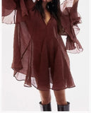 MQTIME  -  Boho Dress Flare Sleeve Layered Summer Dress Loose Fit Beach Dress Oversized Cotton Holiday Vestidos Hippie Robes