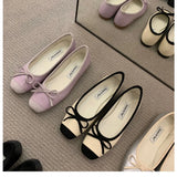 MQTIME  - New Elegant Ballet Shoes Woman Classic Square Toe Bowtie Ballerina Flats Ladies Soft Loafers Comfortable Flat Shoes Ladies Shoes