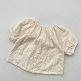 MQTIME  -  New Kid's Baby Summer Blouse Sweet Embroidery Floral Girls Short Sleeve Shirt Base Tops Children's Outdoor Clothes 1-6T