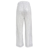 MQTIME  -  Sparkling Sequins Wide Leg Pants Women Fashion High Waist Loose Casual All Match Trousers Club Party Bottoms Christmas Outfits