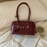 MQTIME  -  Retro Handheld Commuter Bag Women's Large-capacity Bowling Bag Autumn Zipper Underarm Bag Double Strap Shoulder Bag