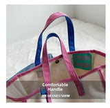 MQTIME  -  Casual Large Capaci Canvas oulder Bag Handbag Artistic Tote Bag Trendy New Ins Big Bag Soft Foldable Magnetic Bule