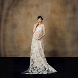  MQTIME  -  Women Maternity Dress White Elegant Persepctive Tank Long Dresses with Floral for Lady Photography Shooting Clothing Clothes