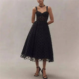 MQTIME  -  Women Gauze Style Slim Fit Date Party Dress Summer Sexy Off Shoulder V Neck Dress Femme Solid Sleeveless Spaghetti Strap Dress