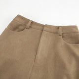  MQTIME  -  Winter Classic Knitted Suede High Waist Slim Straight Skirt European and American Versatile Sexy Split Casual Skirt Women