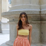 MQTIME  -  Halter Vest Tank Top Waist Cinched Big Hem Half Skirt Set Halter Waist Exposed Holiday Beach Suspender Blouse Waistcoat Skirts