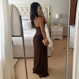 MQTIME  -  Sexy One Shoulder Lace See Through Maxi Dress Women Gown Fashion Off-shoulder Sleeveless Backless Club Long Dresses 2025 Chic