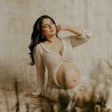 MQTIME  -  Maternity Dresses Photoshoot Outfit Long Sleeve Ruffle Showing Belly Baby Shower Dress Woman Pregnancy Clothes Photography Party