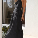 MQTIME  -  Summer New Fashion Small Fresh Shoulder Neck Lace-up Distinctive Backless Long Dress for Women Elegant Gown