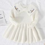 MQTIME  -  New Autumn Kids Princess Dress European American Style Baby Girls Knitting Dress Short Sleeved Solid Color Knitted Clothes