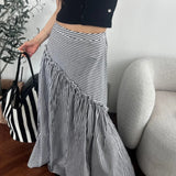 MQTIME  -  Women's High Waist Striped West Skirt Casual Dress Fashion Festival Skirt