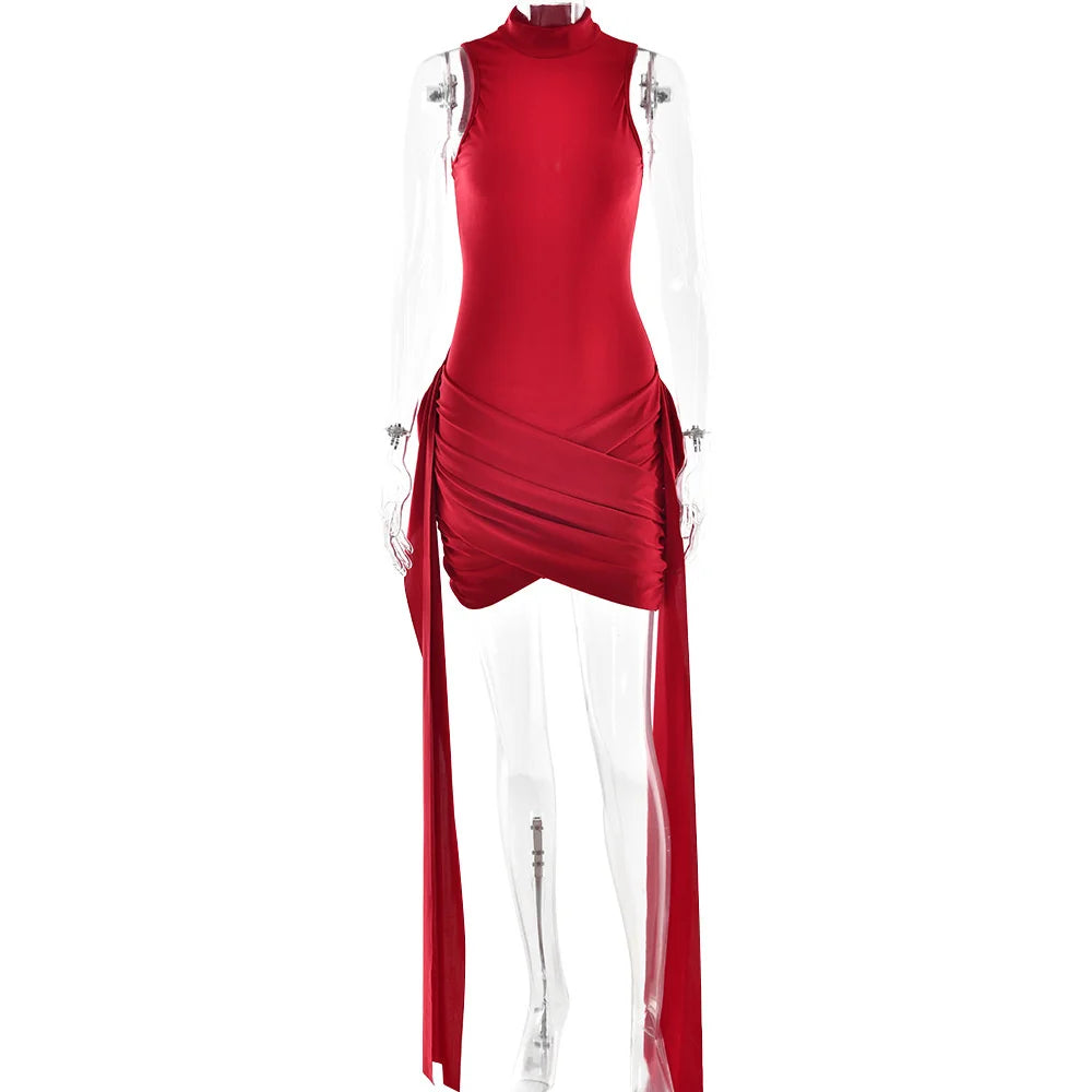 MQTIME - Turtleneck Sleeveless Sexy Mini Dress For Women Fashion Irreg mqtime MQTIME - Turtleneck Sleeveless Sexy Mini Dress For Women Fashion Irreg mqtime