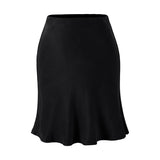 MQTIME  -  5 Colors Summer Elastic High Waist Bright Satin Skirt Women Feels Smooth A-line Short Skirts Femme Bottom Army Green Black Brown
