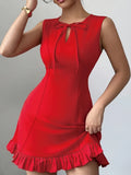 MQTIME  -  Summer New Sexy Short Sleeveless Female Dress Pure A-Line Fashion Arrival Women Clothing Fashion Temperament Bowknot Dresses