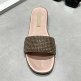 MQTIME  -  Summer New Women's Shoes Exquisite Rhinestone Flat Slippers for Woman Fashion Vacation Casual Shoes Designer Shoe Zapatos Mujer