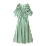 MQTIME  -  Summer Hot-Selling Pleated V-Neck Design-Sense Dress