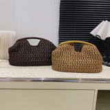 MQTIME  -  New Half-Moon Beach Straw Handbag Luxury Women's Straw Bucket Bag Purse Woven Straw Handbags Casual Tote Crossbody Bag Ins