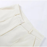 MQTIME  -  Blazer Suit Trouser Sets Women Solid Lace Up Turn-down Collar Coat High Waist Wide Leg Pant Suits Female 2025 Office Lady Outfit