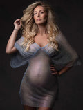 MQTIME  -  Sexy See-through Maternity Maternity Photography Dresses For Elegant Mesh Rhinestones Dress Pregnancy Photo Shoot