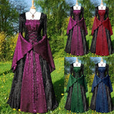 MQTIME  -  Medieval Court Style Party Summer Dress for Women High Waist Velvet Fabric Tulle Skirt Long Sleeve Women Clothing