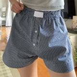 MQTIME  -  Y2k Cute Pajama Boxer Shorts for Women High Waist Patch Lounge Striped Pj Short Pants Bottoms Baggy Boxers Sleep Shorts