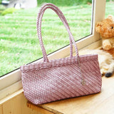 MQTIME  -  Lightweight Korean Woven Tote Bag, Minimalist PU Shoulder Handbag With Mini Inner Pouch, Women Vacation Underarm Basket Purse