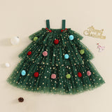 MQTIME  -  Christmas Baby Girls Dresses Princess Kids Party Clothes for Girl Star Print Sleeveless Layered Tulle Dress with Ball