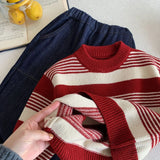 MQTIME  -  Christmas Children Boys Sweater New Winter Versatile Striped Thicken Warm Toddler Girls Knitwear Casual Kids Baby Boys Pullovers