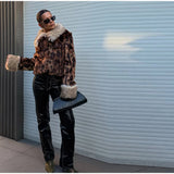 MQTIME  -  Female autumn Winter Vintage Leopard Printed Fur Coat Long Sleeves Lapel Loose Warm Retro Jacket Causal Street Coats 2025