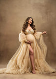 MQTIME  -  Gold Prom Maternity Dresses Women Sequin Sweetheart Pregnancy Photography Party Gown Split Maternity Robes Photos Customized