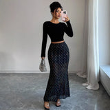  MQTIME  -  New Hot Sequin Double-layer Mesh High-waisted Slim-fitting Hip-wrapping and Thin Vacation Dating Skirt Cw59151