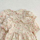 MQTIME  -  New Summer Kids Party Dresses Short Sleeved Cotton Floral Printing 2-6Yrs Baby Girls Princess Dress Sisters Clothes