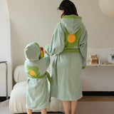 Mqtime SunFlower Cotton Bathrobe Soft Warm Bath Towel Robe Women KIds Long Sleeve Hooded Dressing Gowns Kimono Robe Home Clothing