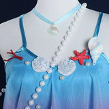 MQTIME  -  Mermaid Cosplay Camisole Dress Women Starfish Shell Pearl Lace Ruffle Spaghetti Straps Slim Mini Dress Cosplay Party Outfit