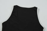 MQTIME  -  Women Sexy Playsuits Going Out Sleeveless Deep V-neck Combinaison Femme Summer Black Bodycon Contrast color Basic Rompers
