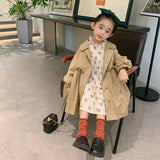MQTIME  -  Girls Long Trench Coats 2025 New Fashion England Style Windbreaker Jackets Kids Spring Autumn Children's Clothing 2-8 Years
