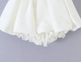 MQTIME  -  Fashion Elastic Low Waist Ruffles Swing Mini Skirts With Bud Shorts Underwear Lining Lace Cuff Skater Skirts Blue White Black