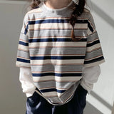 MQTIME  -  Autumn New Children Casual Striped T Shirts Girls Long Sleeve Tops Cotton Baby Shirts Toddler Tee Kids Clothes