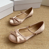  MQTIME  -  Fashion Satin Bowknot Mary Janes Women Ballet Flats Spring Autumn Comfortable Shallow Strap Buckle Lolita Girls Dance Shoes