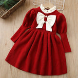 MQTIME  -  New Autumn Christmas Style Baby Girl Birthday Party Dress Kids Princess Dresses 2-6Yrs Children Knitted Clothes