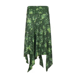 MQTIME  -  Mori Girl Style Low Waist Flower Print Irregular Vintage Folds High Strecth Skirts
