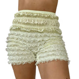 MQTIME  -  Womens Kawaii Lace Ruffle Bloomers Shorts Layered Pettipants Victorian Pumpkin Pants Panties Booty Shorts Lolita Safety Bottoms