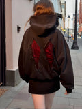 MQTIME  -  Backless Hooded Pullover Woman Wings Lace Autumn Trend Full Sleeve Skinny Stretch Hot Girls High Street Fashion Tops