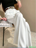 MQTIME  -  Solid Loose Wide Pants Woman New High Waist Fashion Straight Women's Pants Spring and Autumn Office Suit Trousers Womens