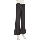 MQTIME  -   New Retro Low Waist Striped Woven Pants Loose Draped Straight Leg Trousers Trendy Commuter Casual Pants for Women